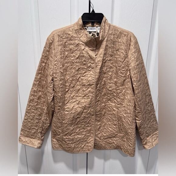 Chicos Quilted Beige Leopard Inner Lightweight Jacket